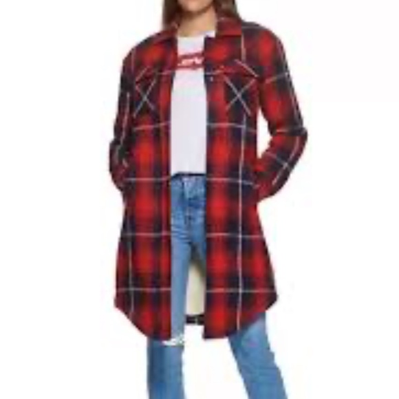 Women's Levi Plaid Fleece-Lined Sherpa Jacket, Sz M - Picture 1 of 7